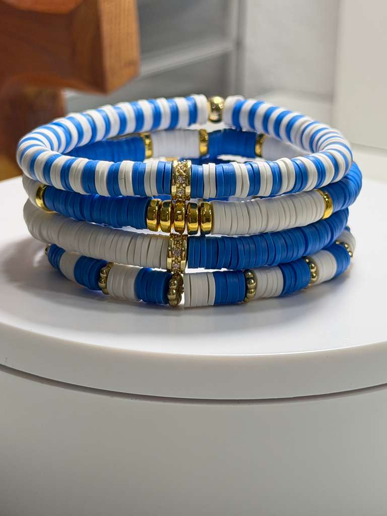 Queen Set White/ Blue/ Gold